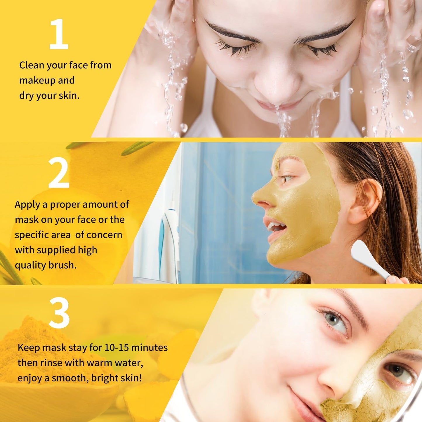 Hicream Turmeric Vitamin C Clay Mask with Kaolin Clay and Turmeric for Dark Spots, Dull Skin, Skincare Facial Mask for Controlling Oil and Refining