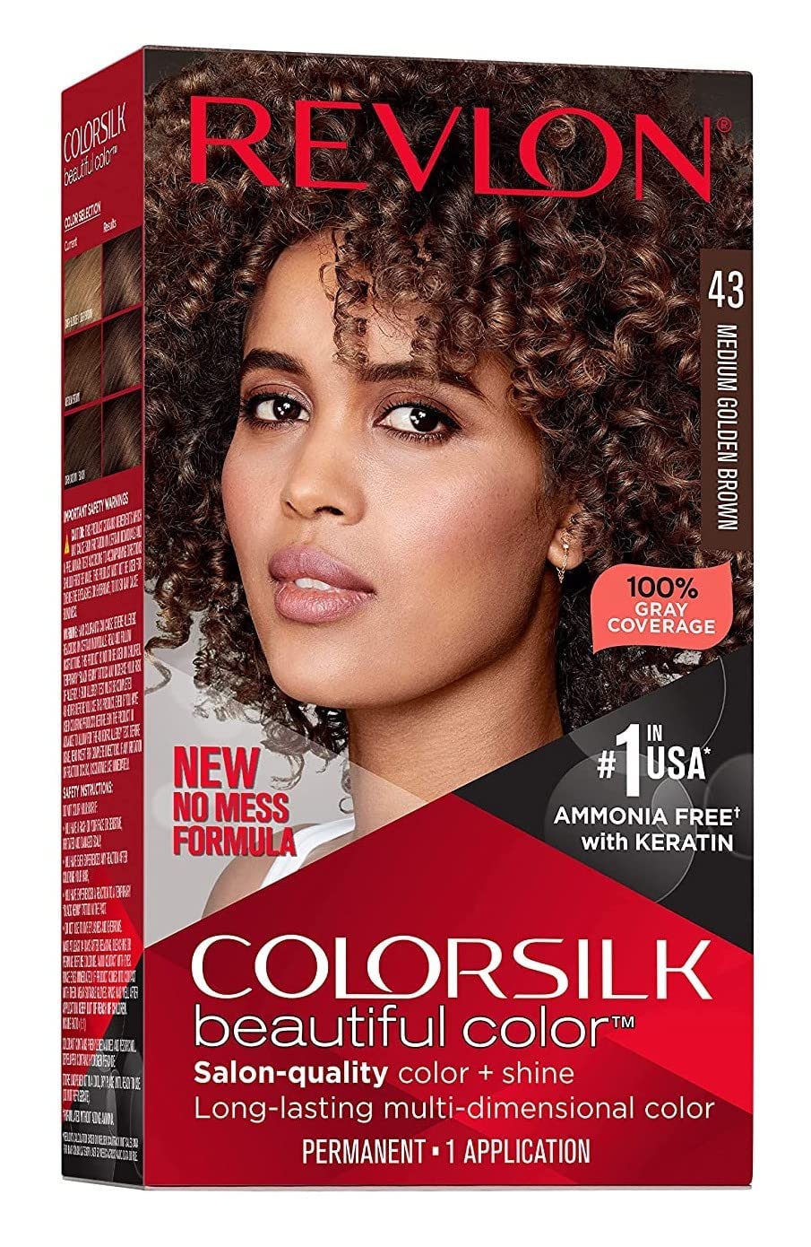 Revlon ColorSilk Hair Color [43] Medium Golden Brown 1 ea (Pack of 8)