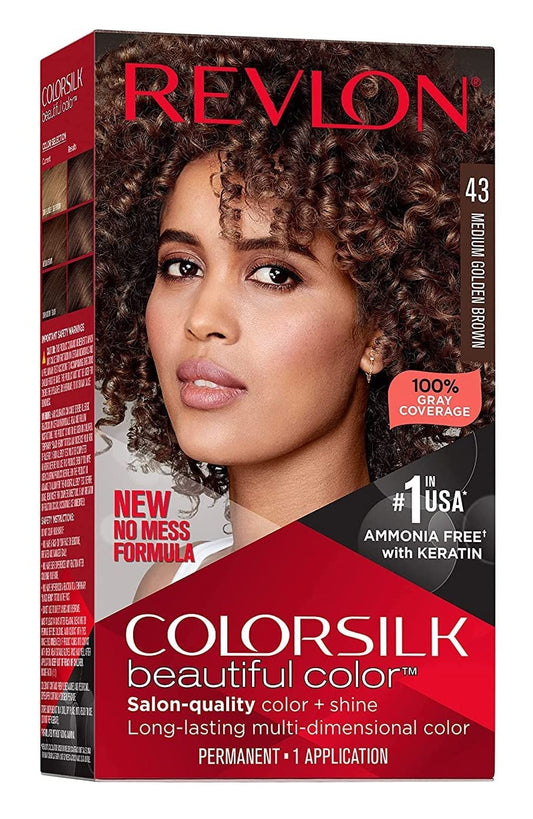 Revlon ColorSilk Hair Color [43] Medium Golden Brown 1 ea (Pack of 8)