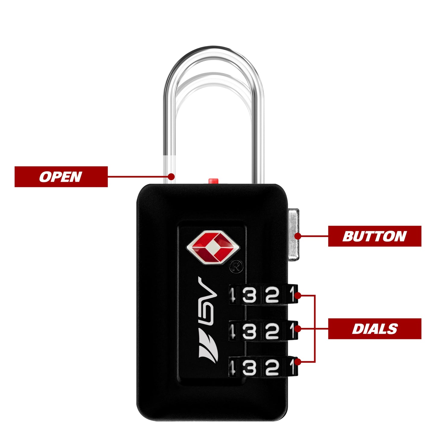 BV TSA Accepted Luggage Travel Lock, 2 Pack – Set-Your-Own Combination Locks for Suitcase, Gym Locker, Toolbox, Filing Cabinets & Bags