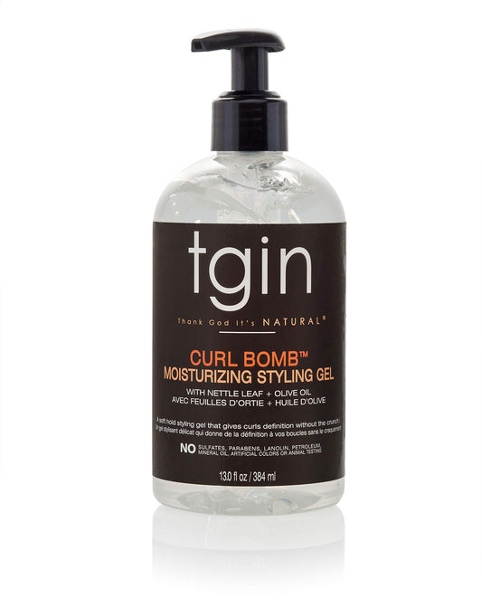tgin Curl Bomb Moisturizing Styling Gel - Frizz Control, Curl Defining & Moisturizing Hair Gel with Olive Oil & Nettle Leaf - Curly Hair Products