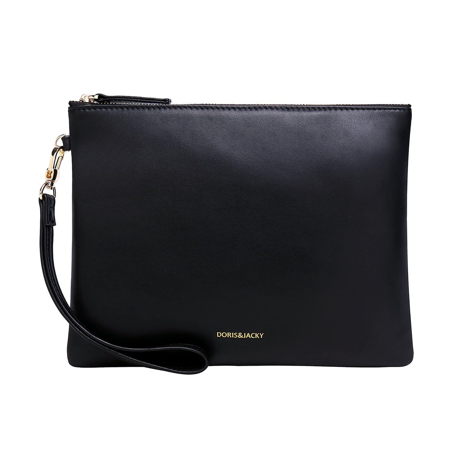 DORIS&JACKY Lambskin Leather Wristlet Clutch Purse For Women Large Soft Designer Wallet With Strap