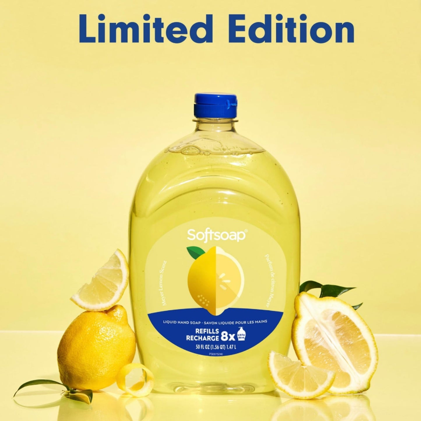 Softsoap Limited Edition Seasonal Scents | Extra Large Refill Bottles, 100 FL Oz Total, 2-50 Fl Oz Bottles for Refilling Liquid Hand Wash (Lemon)