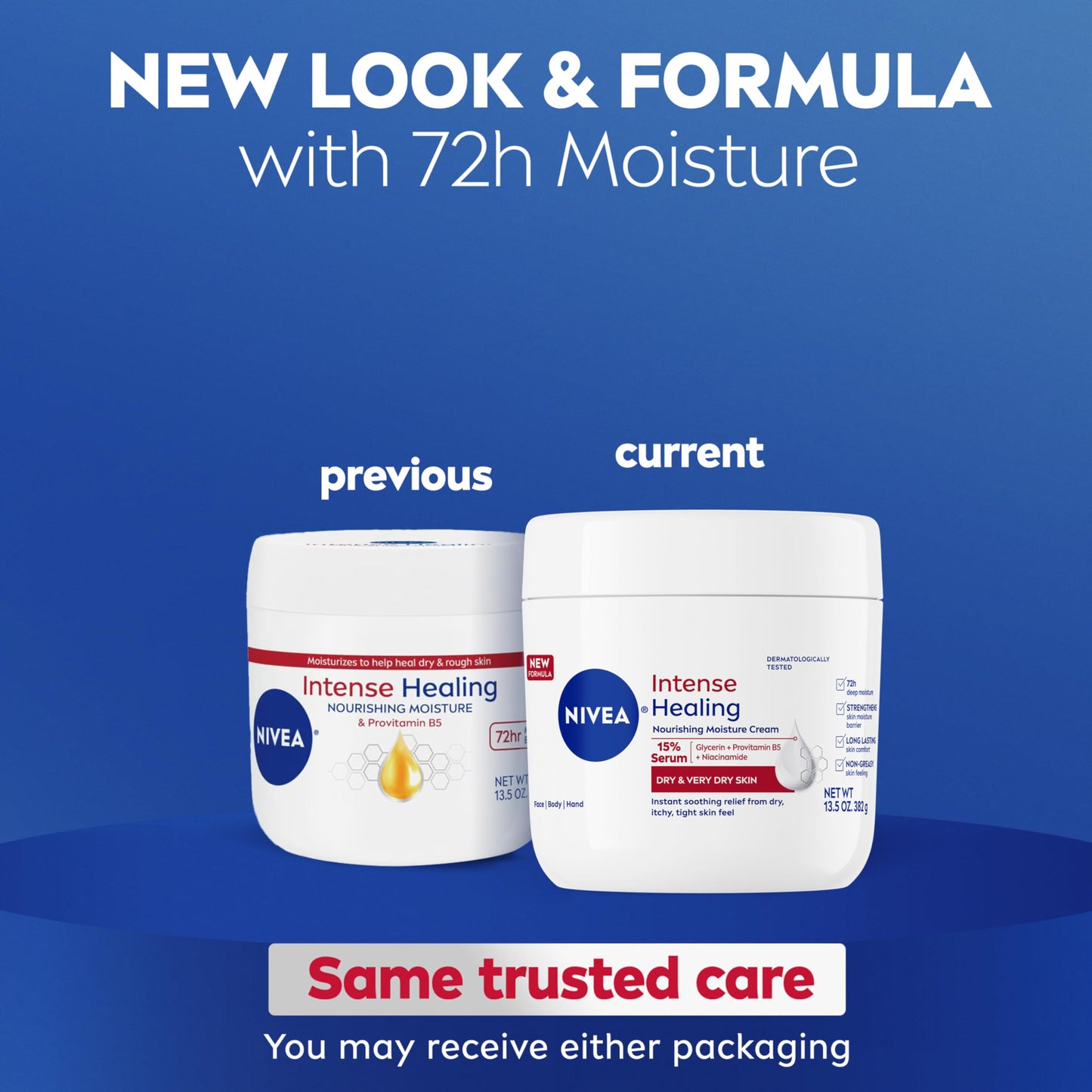 NIVEA Intense Healing Body Cream for Dry Skin with Glycerin, Provitamin B5 and Niacinamide, 72-Hour Moisture, Non-Greasy Body Moisturizer Immediately