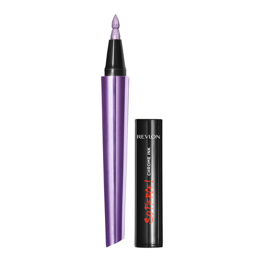 Revlon So Fierce! Chrome Ink Liquid Eyeliner, Longlasting Bold Metallic Pen Liner with Dip Ink Cap for Pearl, Shimmer Blend, 904 Ultraviolet Foil…