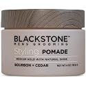 Blackstone Men's Grooming Hair Styling Pomade - Medium Hold with Natural Shine | Bourbon + Cedar (4 oz)