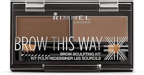 Rimmel Brow This Way Sculpting Kit, Medium Brown, Powder 0.04 Ounce, Wax 0.03 Ounce