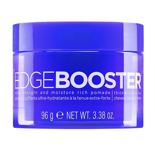 Style Factor Edge Booster Extra Strength & Moisture Rich Pomade | Strong Hold Edge Control Gel for Thick & Coarse Hair | High Shine, Non-Greasy
