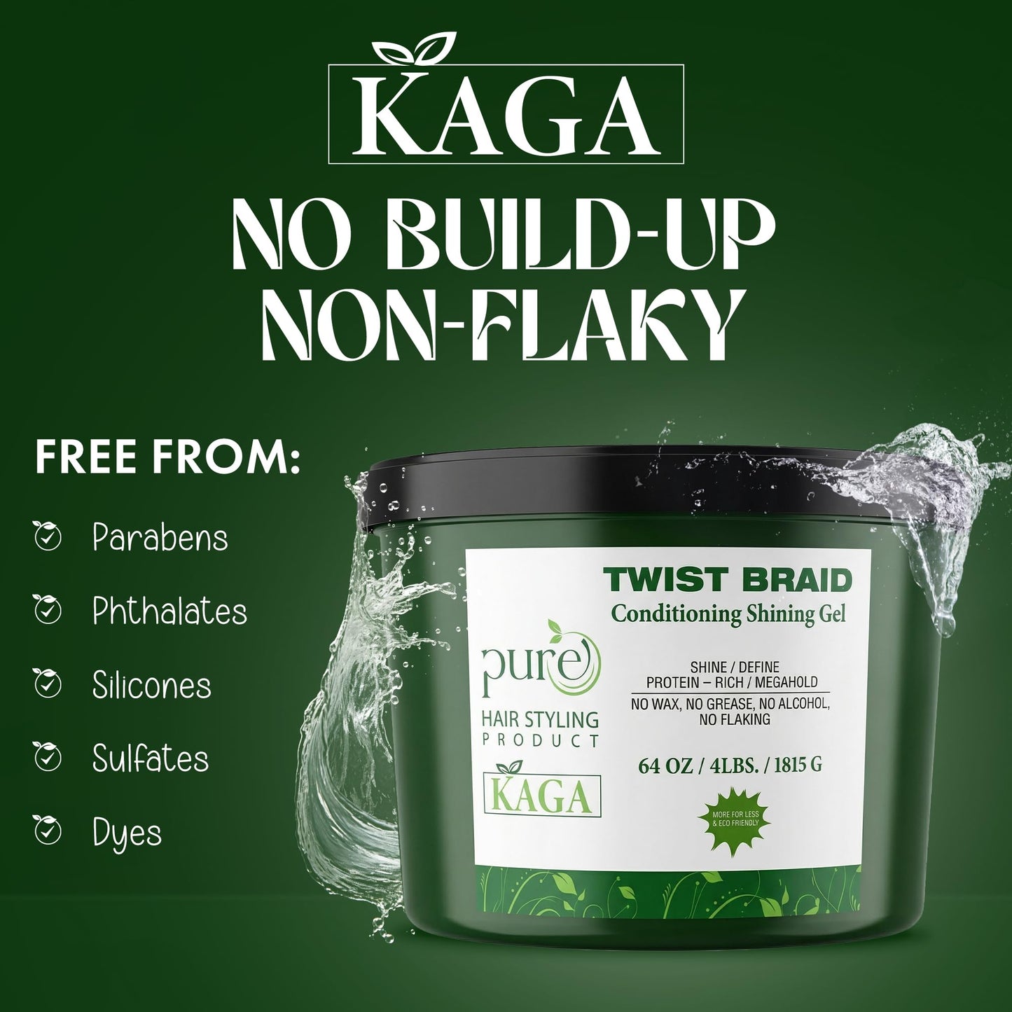 KAGA Pure O Natural Neatbraid Beauty Professional Conditioning Shining Gel 64oz / 4LB (64 Ounce)