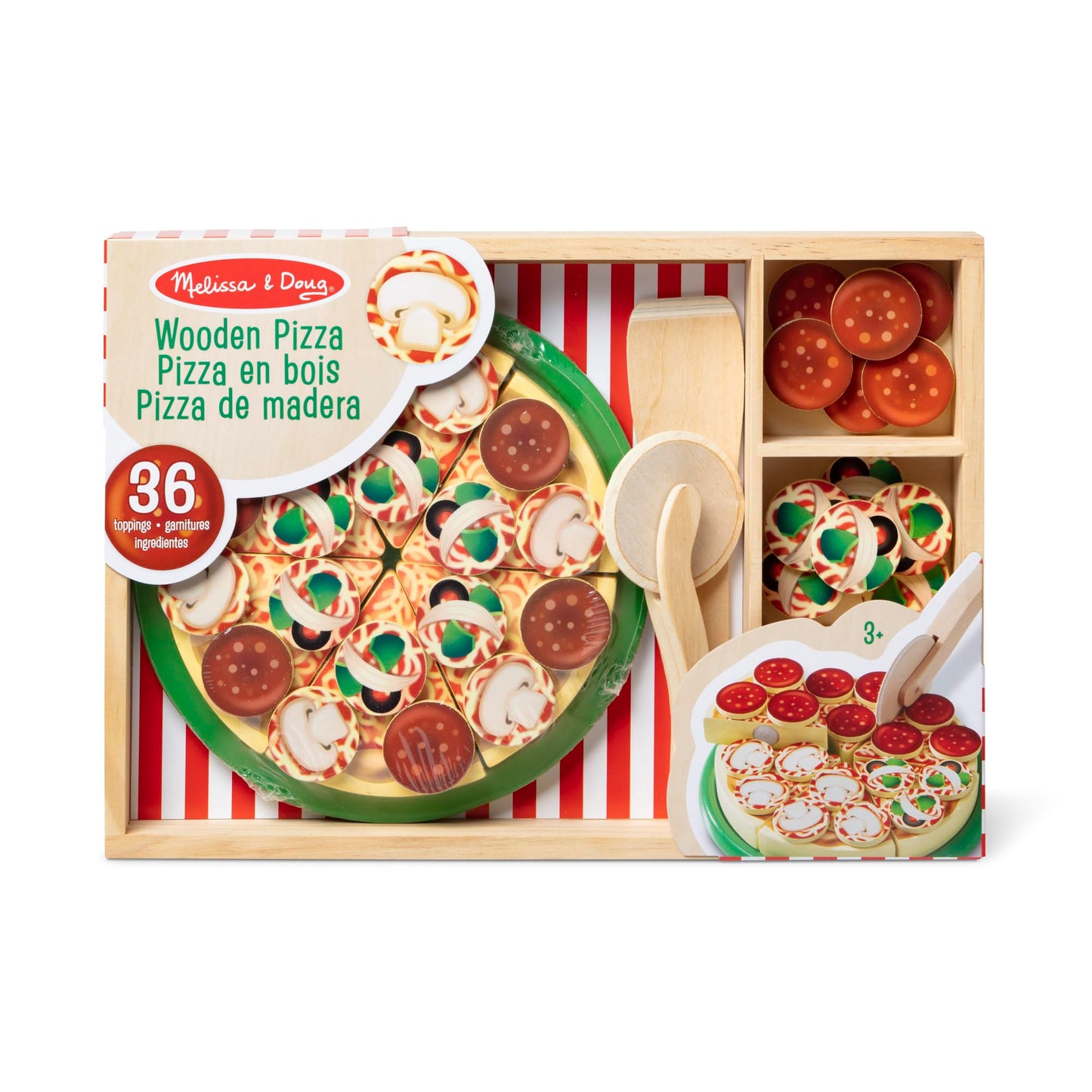 Melissa & Doug Pizza Party Wooden Play Food Set With 54 Toppings