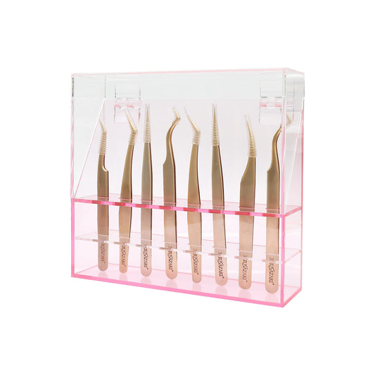 XIUSUZAKI Tweezers Storage Box 8 Holes Holder Lash Tweezers Storage for Eyelash Extensions Eyelash Professional(Red,Only the Box) Beauty and Personal Care XIUSUZAKI