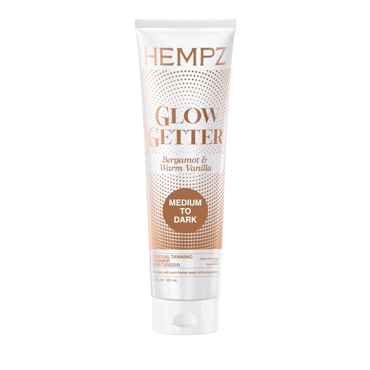 Hempz Glow Getter Gradual Self-Tanning Lotion - Medium to Dark, 7.5 oz | Natural Golden Tan, Summer Glow, Vegan Hydrating Moisturizer for legs, arms