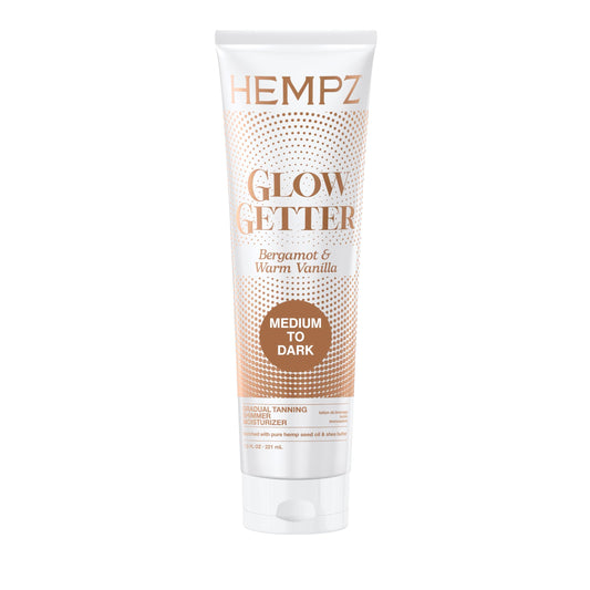 Hempz Glow Getter Gradual Self-Tanning Lotion - Medium to Dark, 7.5 oz | Natural Golden Tan, Summer Glow, Vegan Hydrating Moisturizer for legs, arms Beauty & Personal Care Hempz