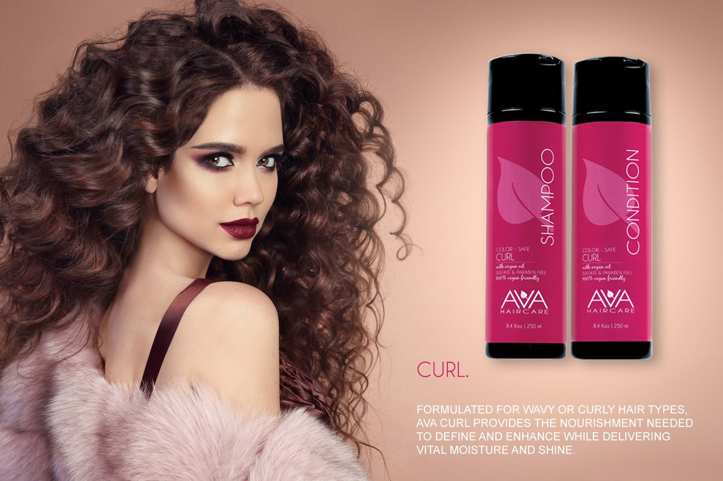 Ava Haircare - Curl Shampoo And Conditioner - Vegan, Sulphate Free, Paraben Free, Cruelty Free - Argan Oil Shampoo and Conditioner (Set of 2, 8.4oz