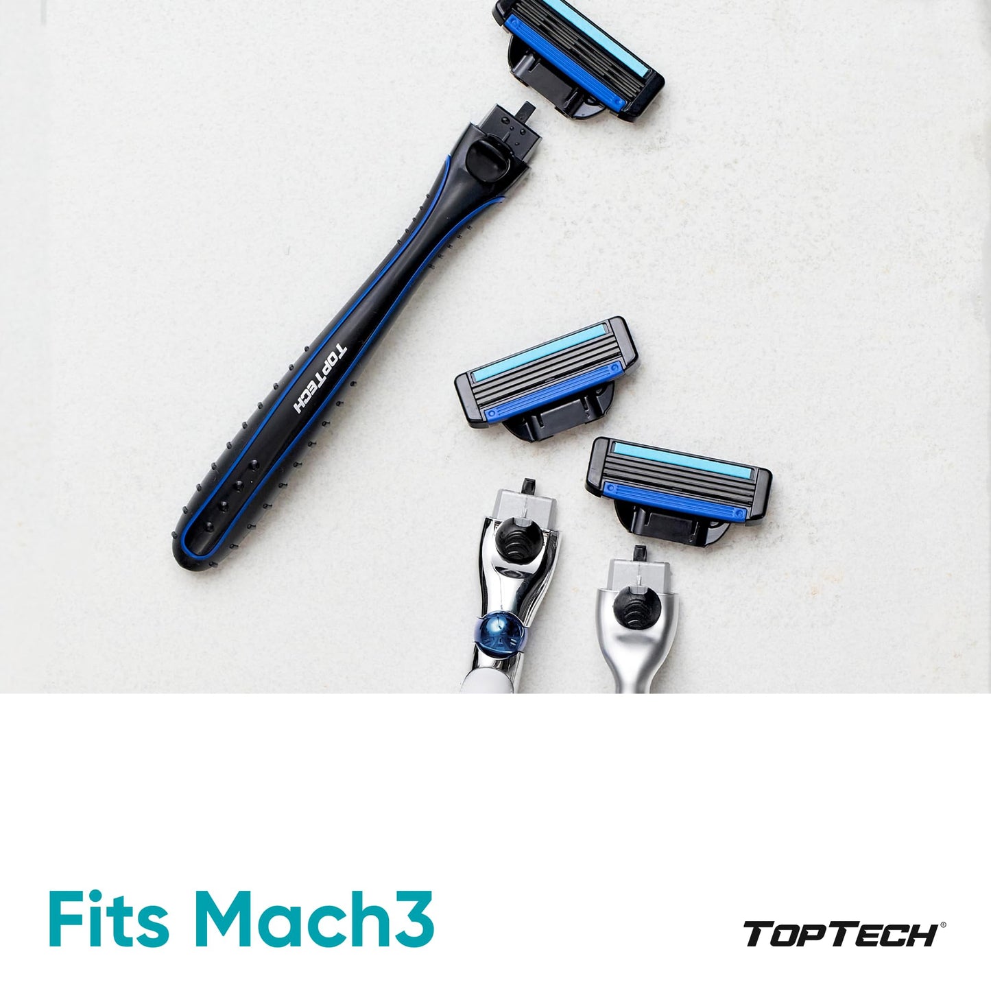 Razor 3 for Men - Replaceable Cartridges for Manual Shaving Razor - 3-Blade Technology Refills - Fits Gillette Mach3 - Soft Shave Sharp Blades Beauty and Personal Care Toptech