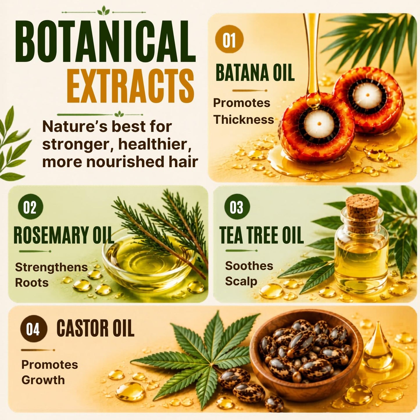 Batana Oil Shampoo for Hair Growth & Strength - Rosemary & Castor Oil Sulfate-Free Shampoo for Thinning, Dry, & Damaged Hair for Men and Women