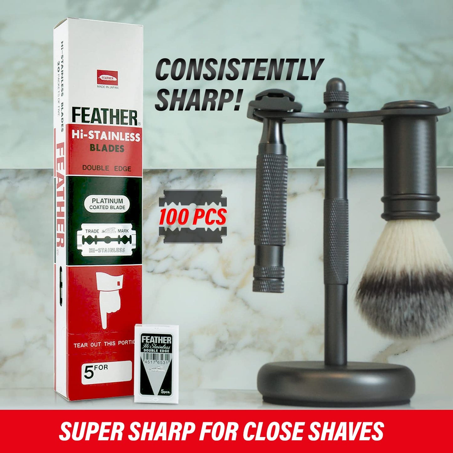 Feather Double Edge Safety Razor Blades 100 Count Beauty and Personal Care Feather