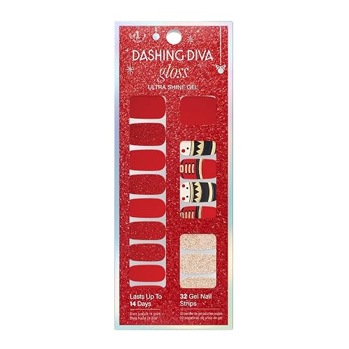 Dashing Diva Gloss Nail Strips - Toy Soldier - UV Free, Chip Resistant, Long Lasting Gel Nail Stickers - 3-Piece Manicure Set - Contains 32 Wraps, 1 Beauty & Personal Care Dashing Diva