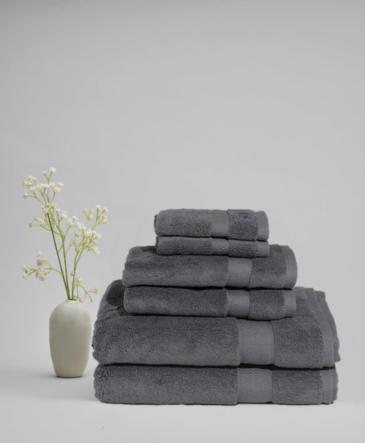 Royal Velvet Signature Solid Towel Sets Grey Cotton 6-Piece 6 Piece Set Towel, solid themed, for Men and Women, OEKO-TEX Certified Confidence