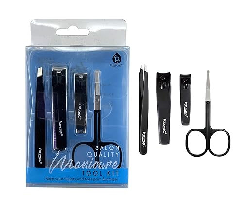 Pursonic | Salon Quality Manicure Tool Kit for Manicures & Pedicures, Includes Nail Clippers, Tweezers & Nail Scissors - Durable Stainless Steel