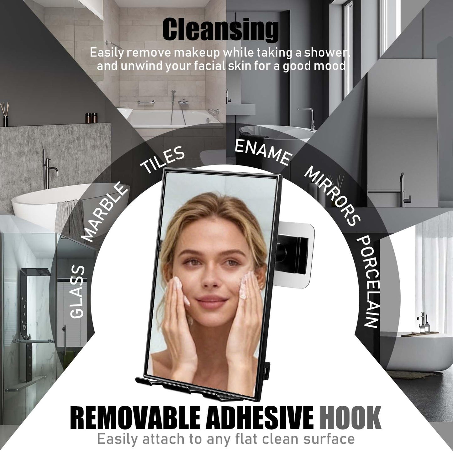 LFOYOU Shower Mirror for Shaving & Washing Your Face with a Squeegee - Built-in Two Razor Holder, 360°Rotation Adjustable Shaving Bathroom Mirror Beauty and Personal Care LFOYOU