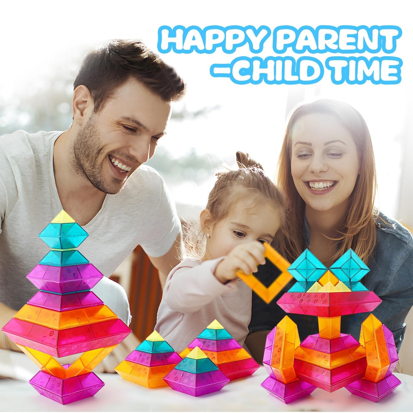 30pcs Building Block Set – Stacking STEM Learning Toys for Kids Ages 3-6, Preschool Educational Light Table Activities & Gifts
