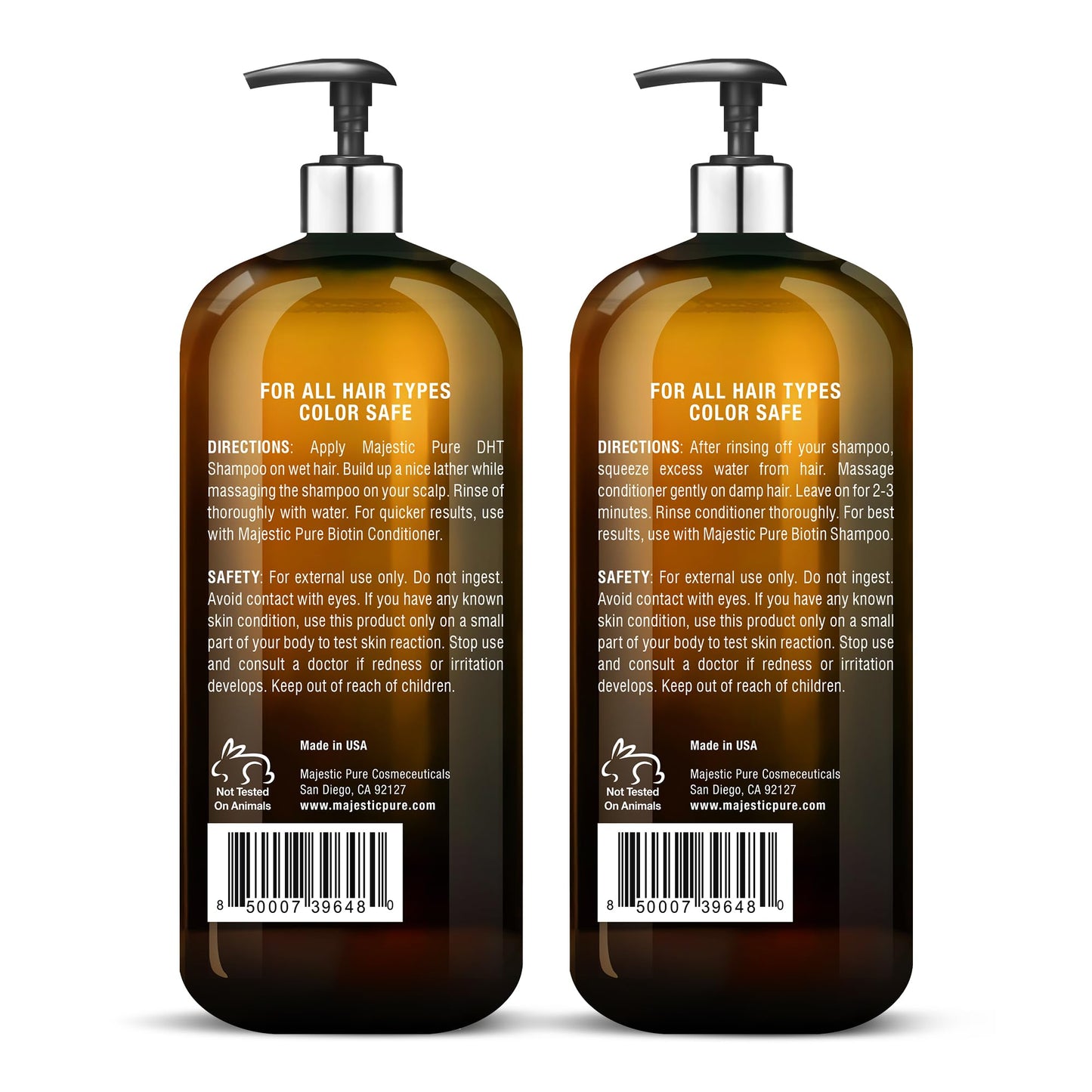 MAJESTIC PURE Biotin Shampoo and Conditioner Set with DHT Blocker Complex - Hydrating, Nourishing & Supporting Healthy Hair, Sulfate Free, for Men