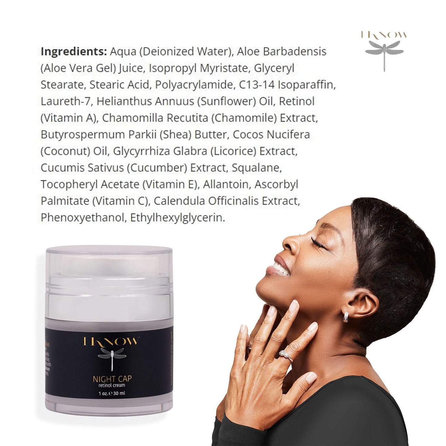 IKNOW NIGHT CAP Retinol Cream Skincare, Pro-Aging Night Cream for Skin Rejuvenation, Retinol Night Cream for Overnight Skin Renewal, Hydrating Retinol