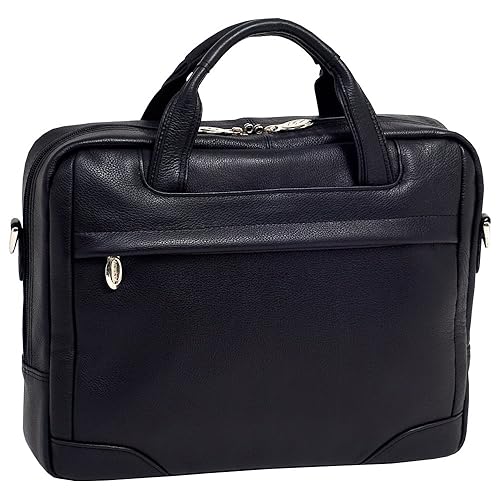 McKleinUSA S Series, Bridgeport, Pebble Grain Calfskin Leather, 17" Large Leather Laptop & Tablet Briefcase, Black (15475)