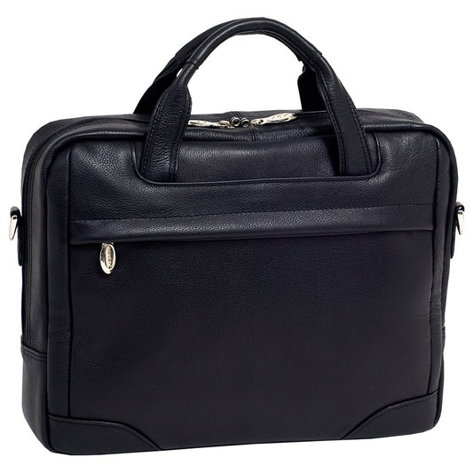 McKleinUSA S Series, Bridgeport, Pebble Grain Calfskin Leather, 17" Large Leather Laptop & Tablet Briefcase, Black (15475)