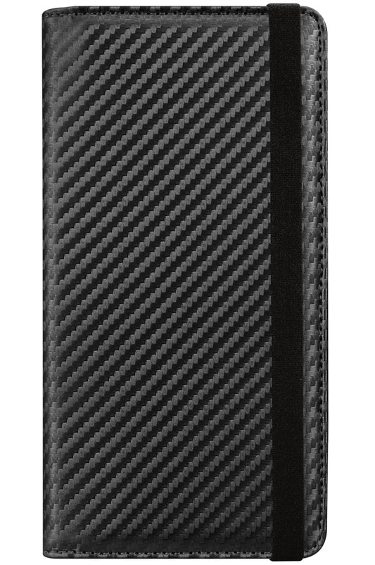 checkbook cover with elastic band - premium leather clear pvc divider durable, compact, and multi-functional holder wallet case for man woman, carbon…