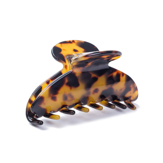 Prettyou Large Size 3.5 Inches Handmade Celluloid French Design Barrettes Tortoise Shell Claw Fashion Accessories Hair Clip for Women (A)