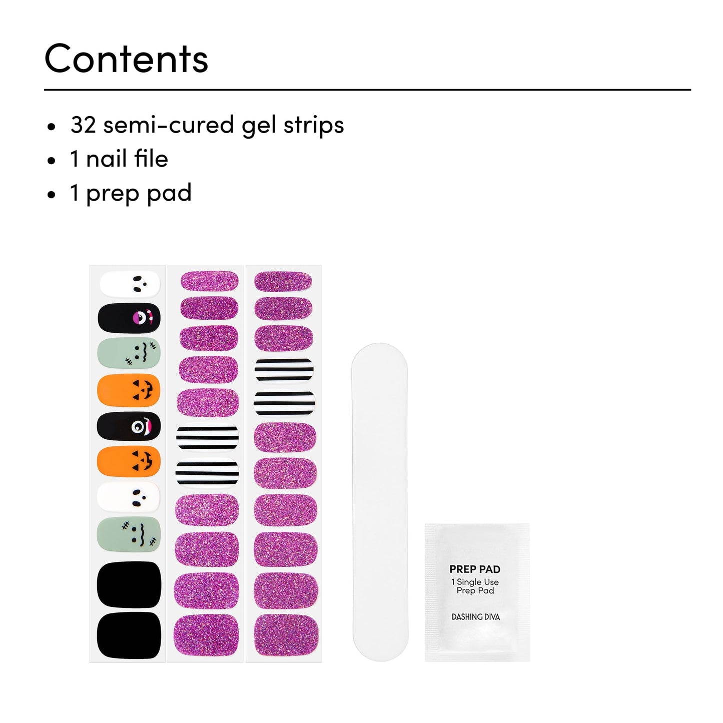 Dashing Diva Gloss Nail Strips - Monster League - UV Free, Chip Resistant, Long Lasting Gel Nail Stickers - 3-Piece Halloween Manicure Set - Contains Beauty & Personal Care Dashing Diva