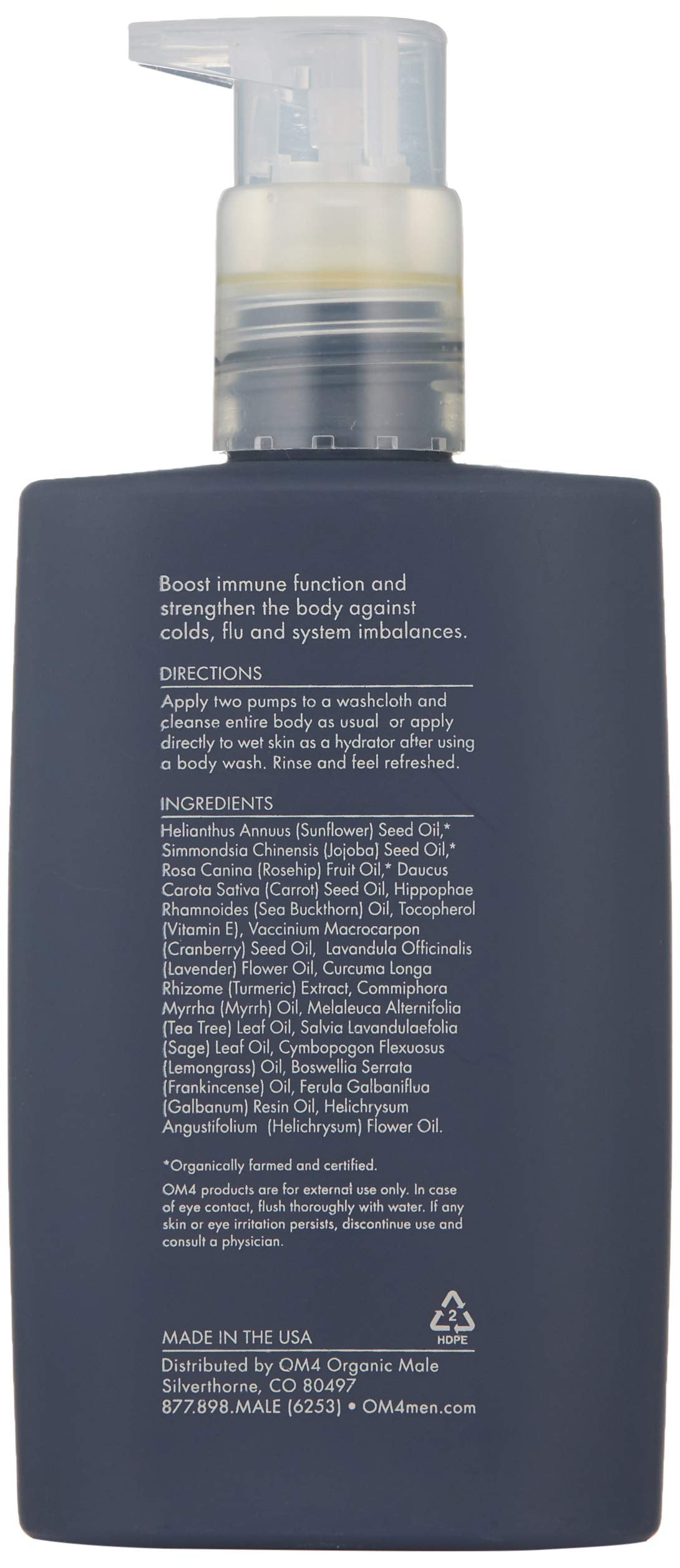 Organic Male OM4 Strengthen: Immune System Support Body Cleansing & Hydration Oil Mens Moisturizing Bath and Shower Oil
