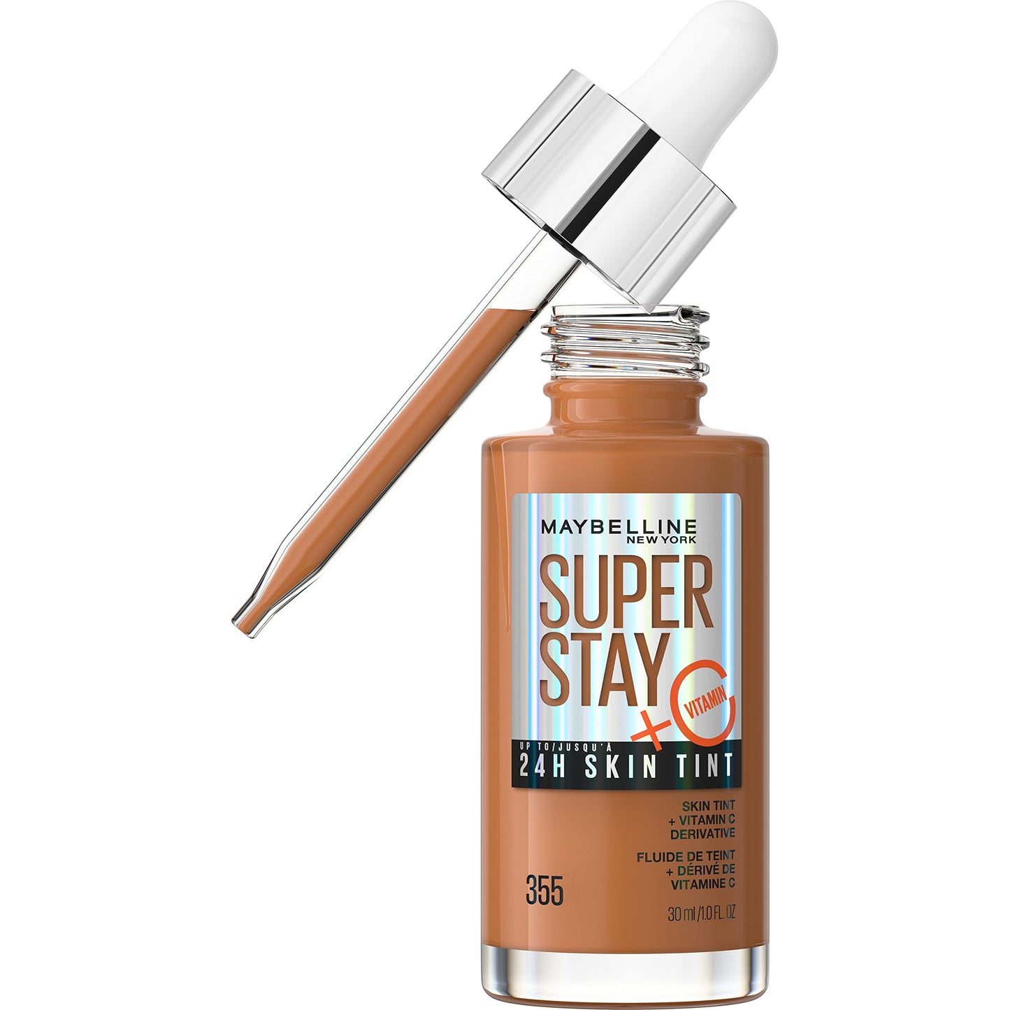 Maybelline Super Stay Up to 24HR Skin Tint, Radiant Light-to-Medium Coverage Foundation, Makeup Infused With Vitamin C, 335, 1 Count