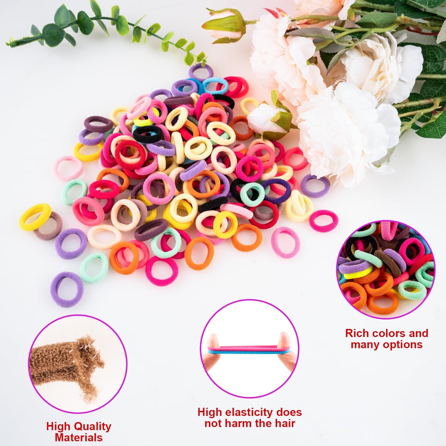 ZHEWTOEN 360Pcs Baby Hair Ties, Small No Damage Elastic Hair Bands for Toddlers, Little Girls and Kids, Soft Ponytail Holders, Baby Hair Beauty and Personal Care ZHEWTOEN