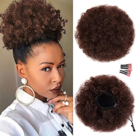 rosmile Afro Puff Drawstring Ponytail Extension for Black Women, Premium Deep Brown #33 80 Gram Short Synthetic Afro Puff Ponytail for Natural Hair Beauty and Personal Care rosmile Default Title
