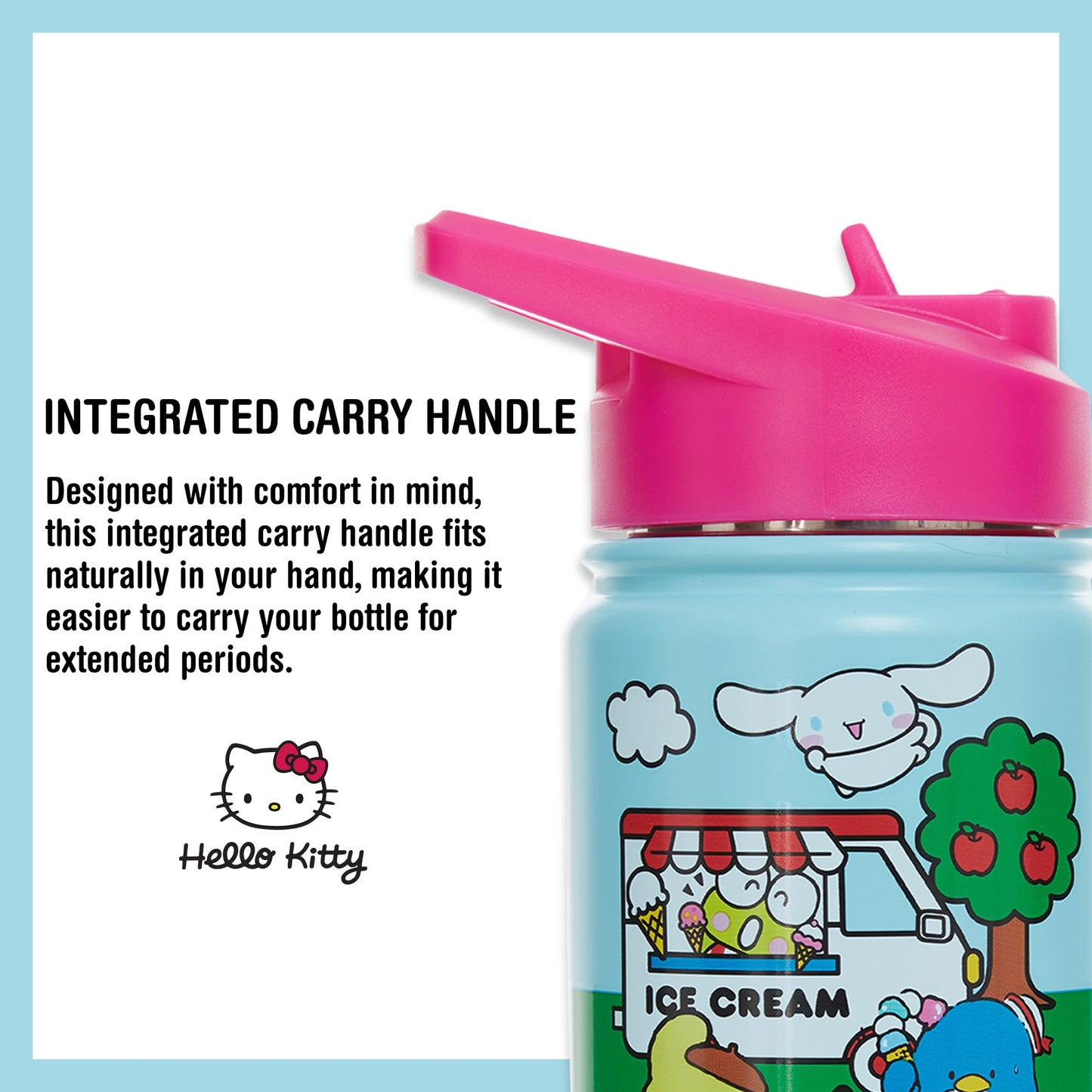 Hello Kitty 14 OZ Water Bottle - Hello Kitty, My Melody, Keroppi- Travel Water Bottle With Built in Straw - Official Sanrio Merchandise