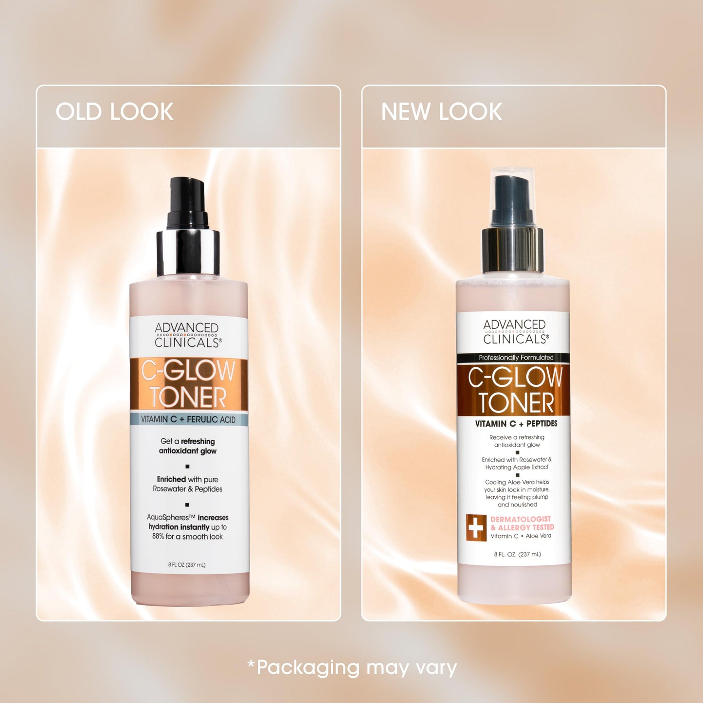 Advanced Clinicals Vitamin C Glow Facial Mist Toner for Face W/Rosewater, Ferulic Acid, & Peptides. Vitamin C Antioxidant Moisturizer Face Mist