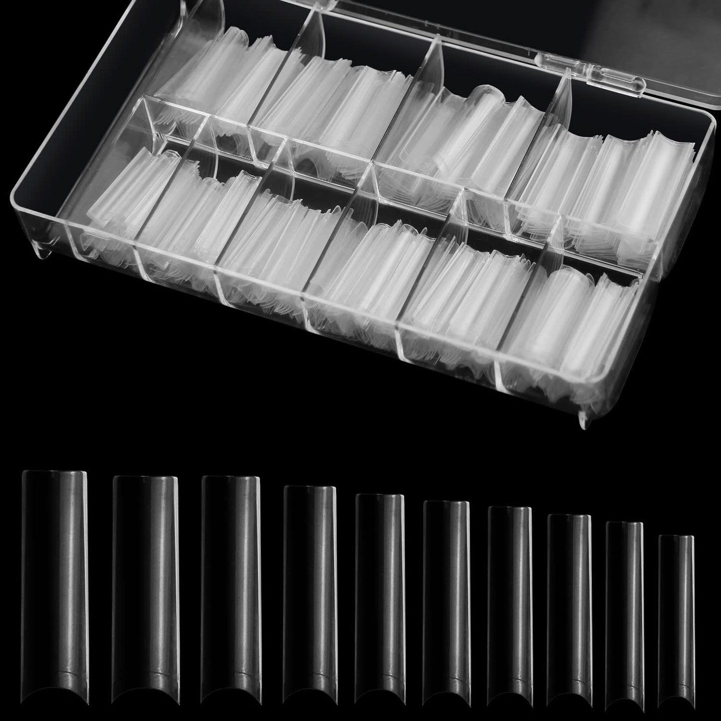 No C Curve Square Nail Tips XXL?Acrylic Nail Tips Square,SITELENABY 500 pcs Clear Fake Nails for Nail Salons,Nail Tech Must Have