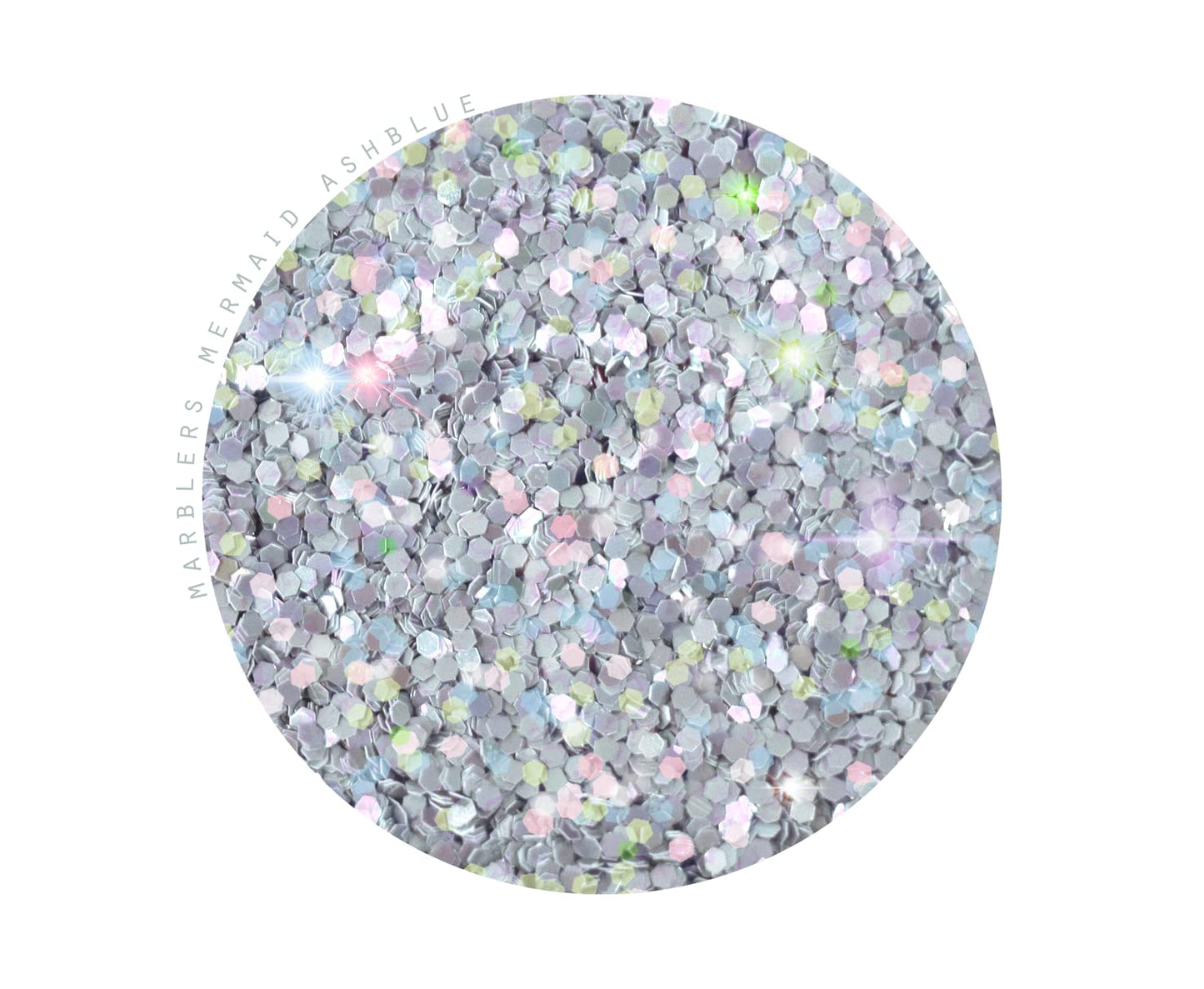 MARBLERS Mermaid Shaped Face & Body Glitter [Ash Blue] 0.18oz (5g) | Chunky | Chopped | Flake | Non-Toxic | Vegan | Cruelty-Free | Festival, Rave