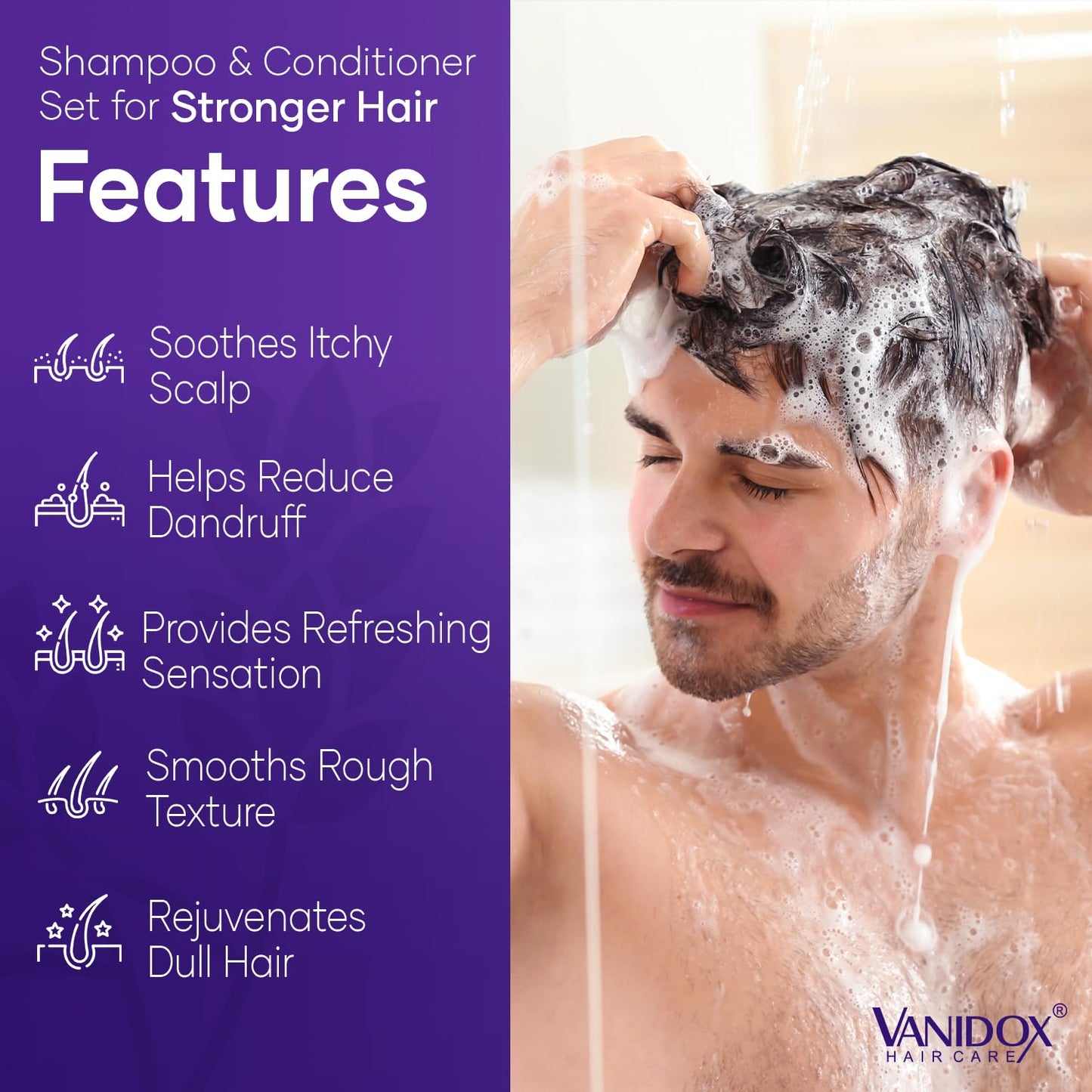 Vanidox Tea Tree Shampoo and Conditioner Set with Lavender and Mint | DHT Blockers | With 100% Pure Tea Tree Oil for Itchy, Dry Scalp | Sulfate