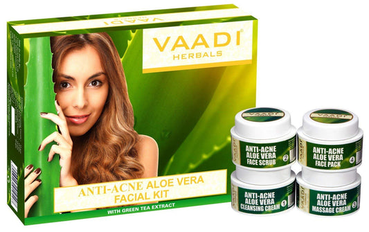 NWIL Vaadi Herbals Anti Acne Aloe Vera Facial Kit with Green Tea Extract, 70g