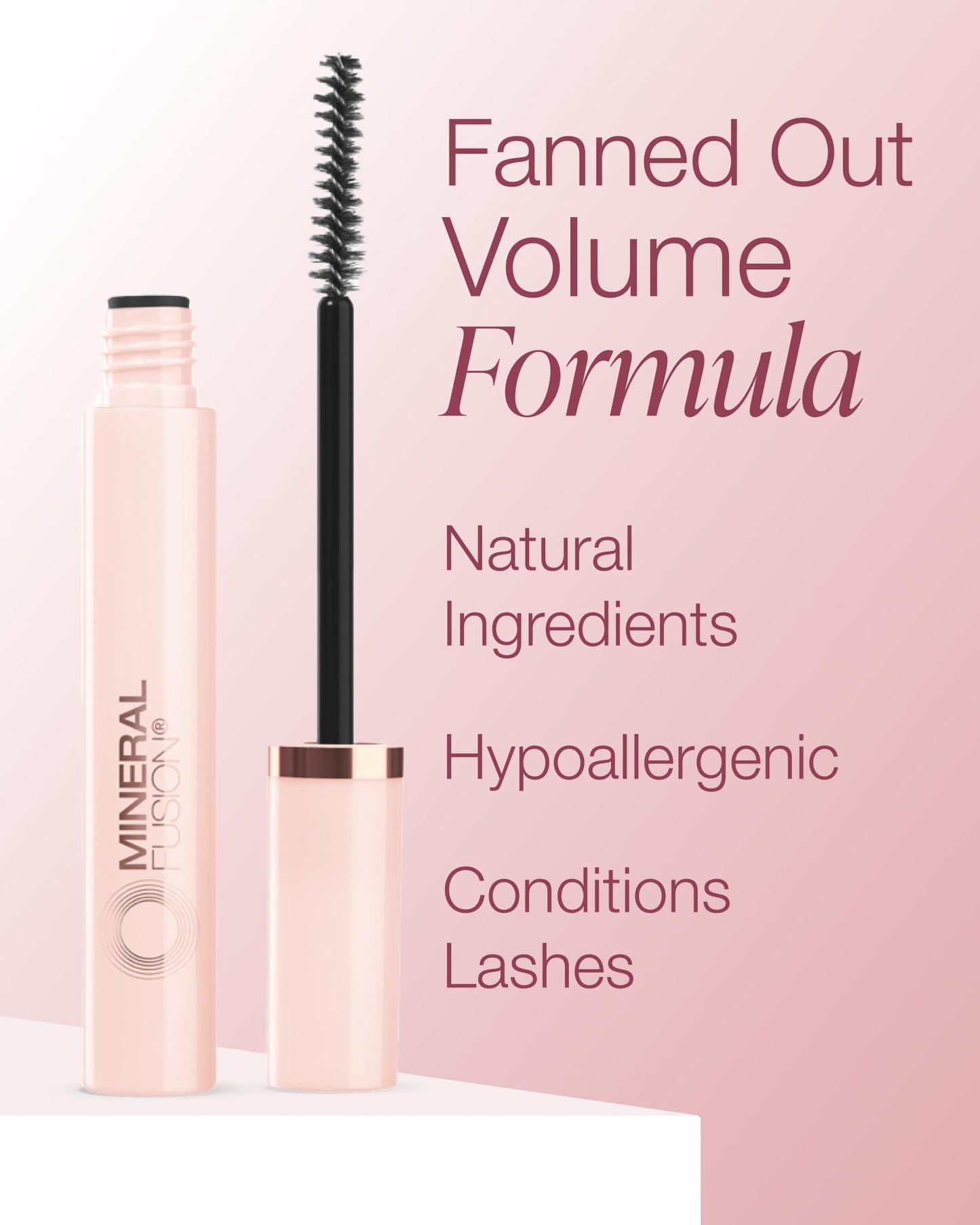 Mineral Fusion So Ageless Fanned Out Volume Mascara (Black) - Conditioning Formula For Look of Thicker, Longer Lashes - Hypoallergenic With Peptides