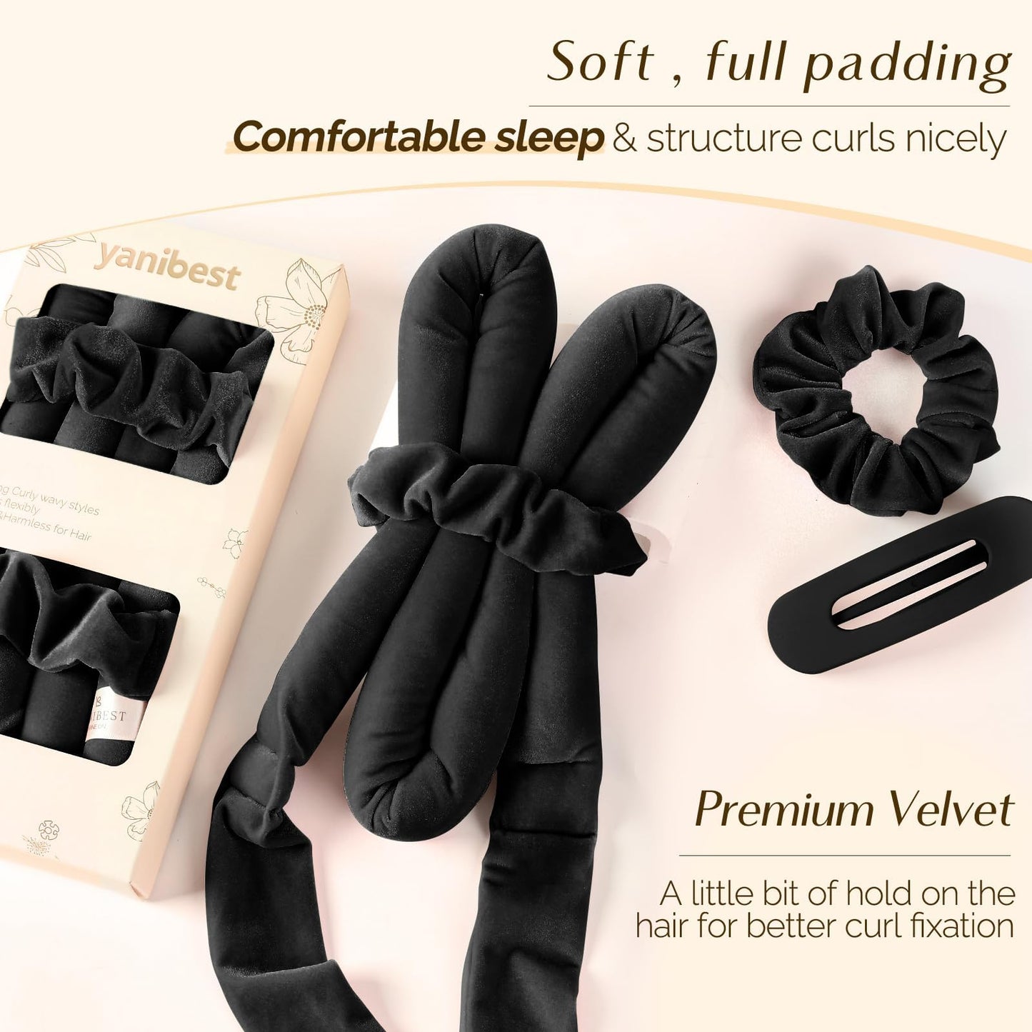 Yanibest Heatless Curls Overnight, Soft Heatless Hair Curler to Sleep in, No Heat Ribbon Wrap, Heatless Curling Set for Long Short Hair with Hair Beauty and Personal Care YANIBEST