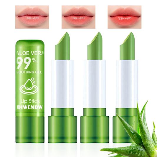 4PCS Aloe Vera Color Changing Lipstick,Temperature Color Change Lip Gloss Makeup Set,Waterproof Long Lasting Aloe Vera Tinted Lip Balm