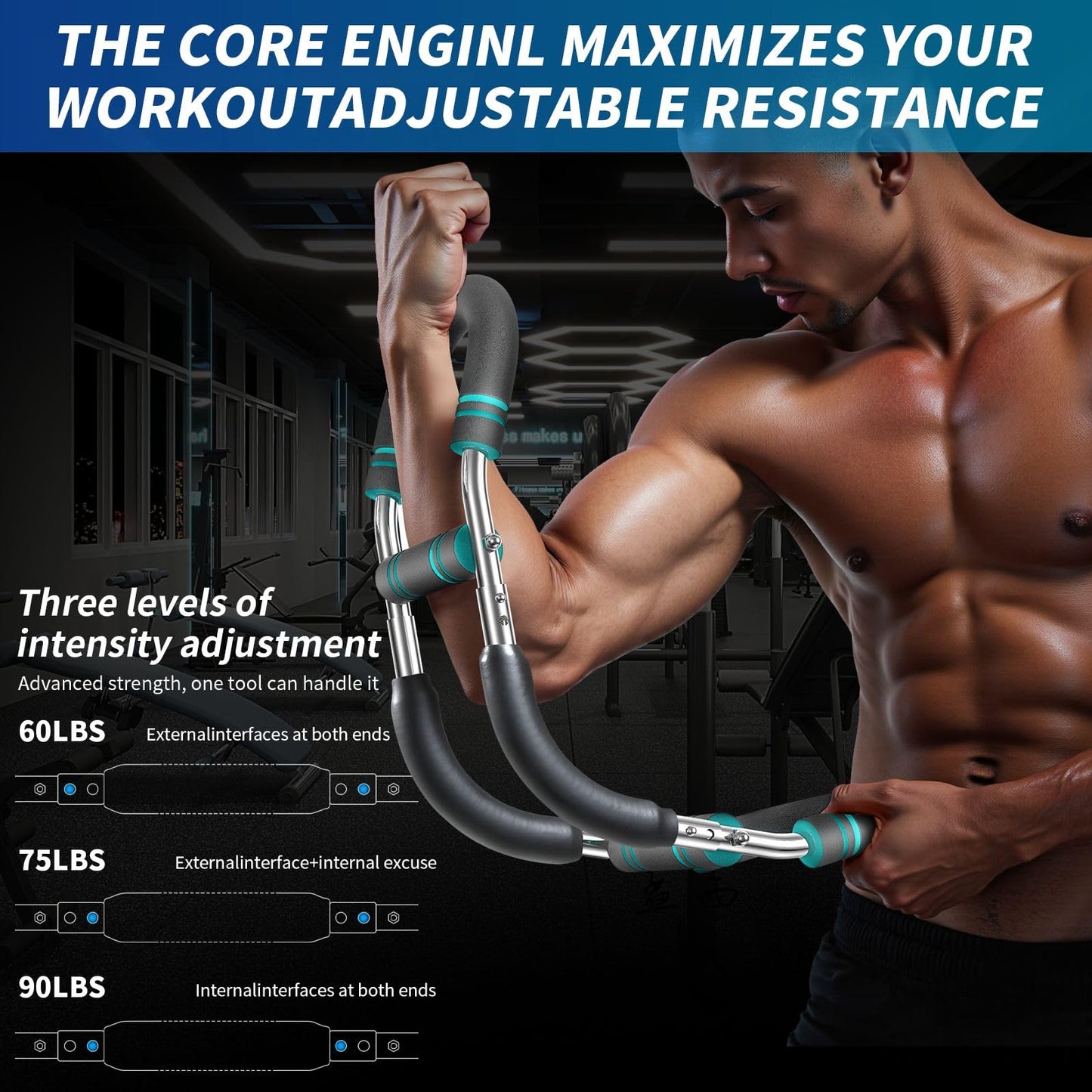 EINOJEOY Twister arm Trainer, Adjustable Resistance Chest Workout Equipment,Forearm Power Exercise bar, pectoralis spinalis Device, Portable…