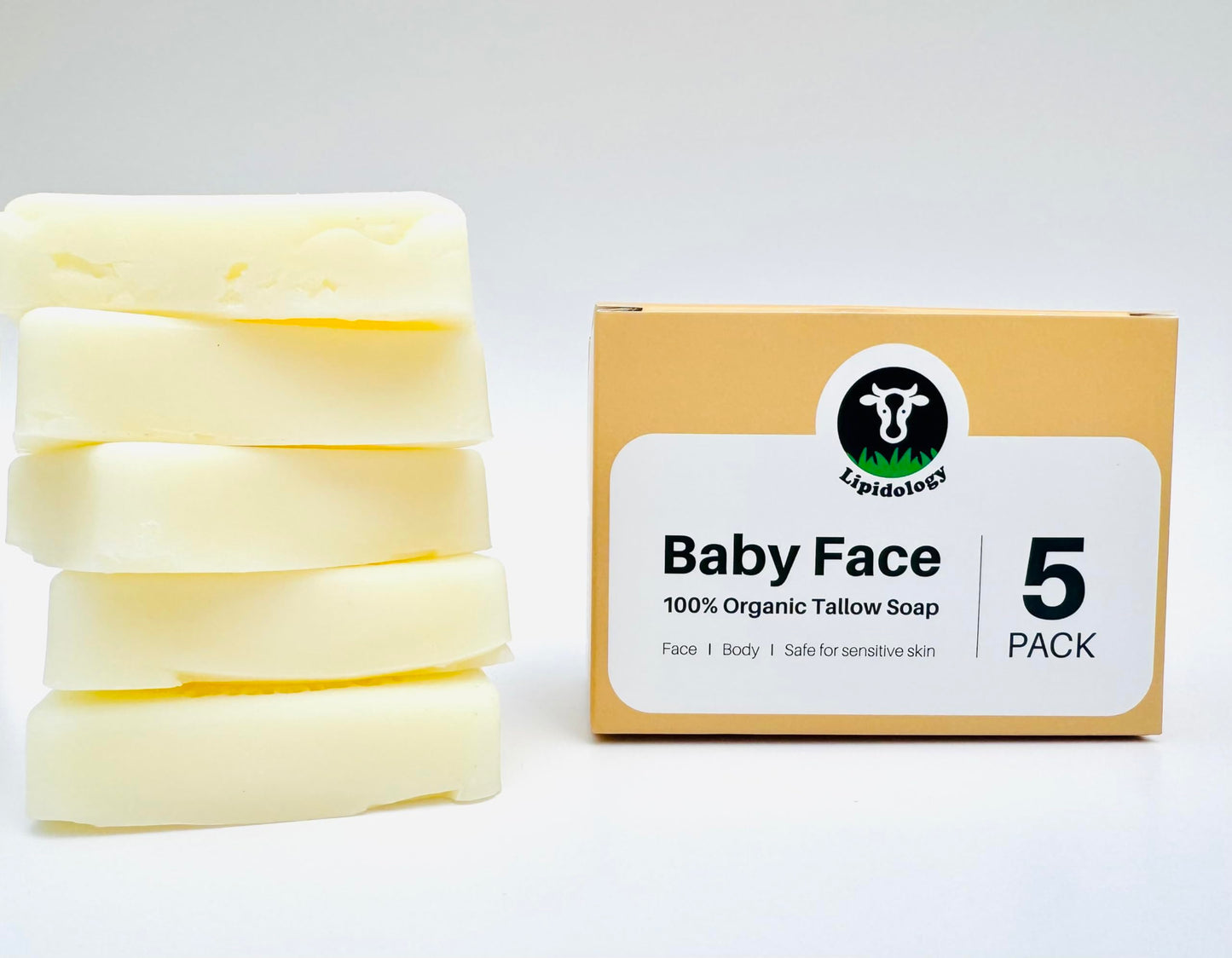 Unscented Tallow Soap, 5 PACK, 300 g - by Lipidology Beauty & Personal Care Lipidology Skincare