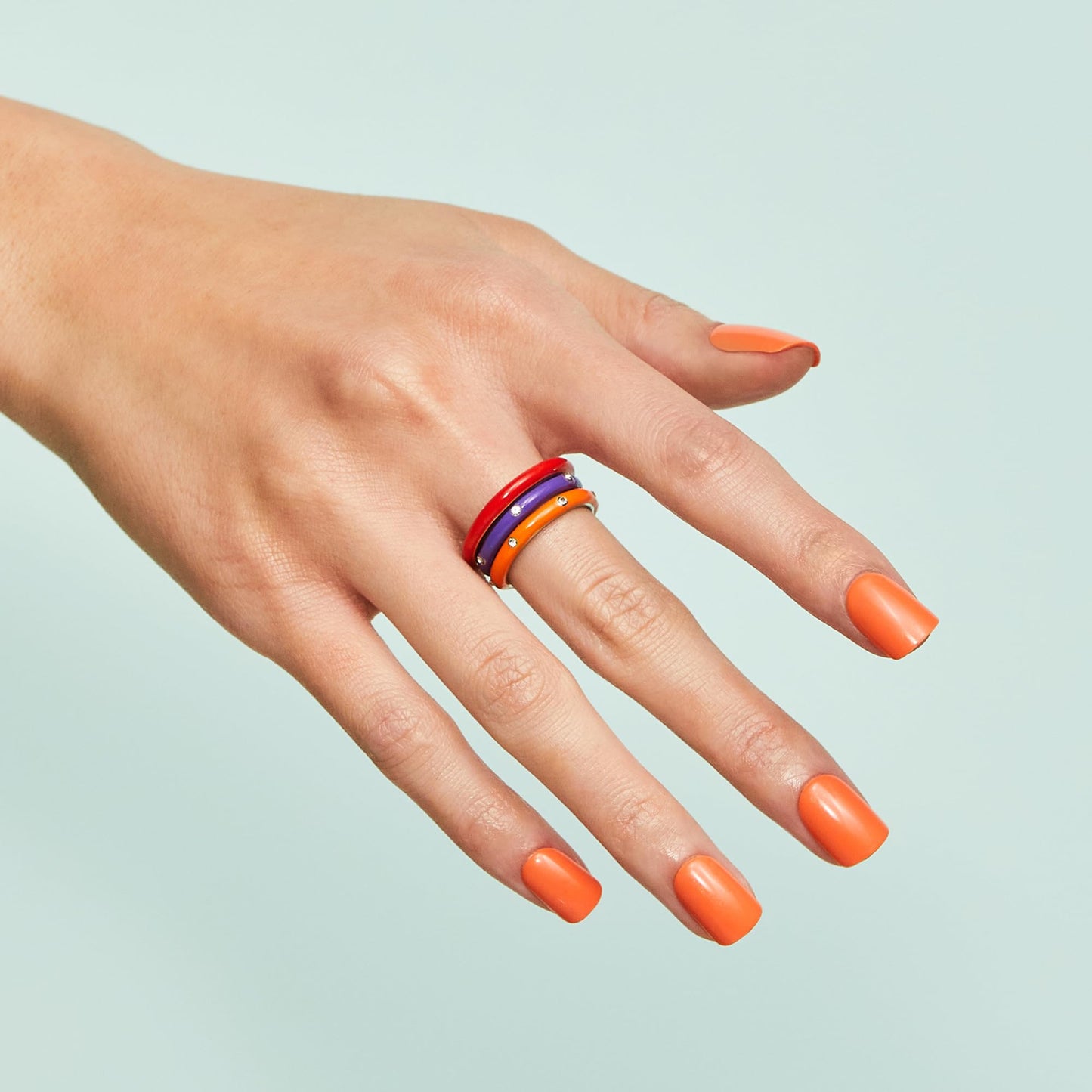 imPRESS Color Press On Nails, ‘'Sweet Mango', Solid Orange, Short Squoval, PureFit Technology, Patented Super Hold Adhesive, Chip Proof, Smudge Proof