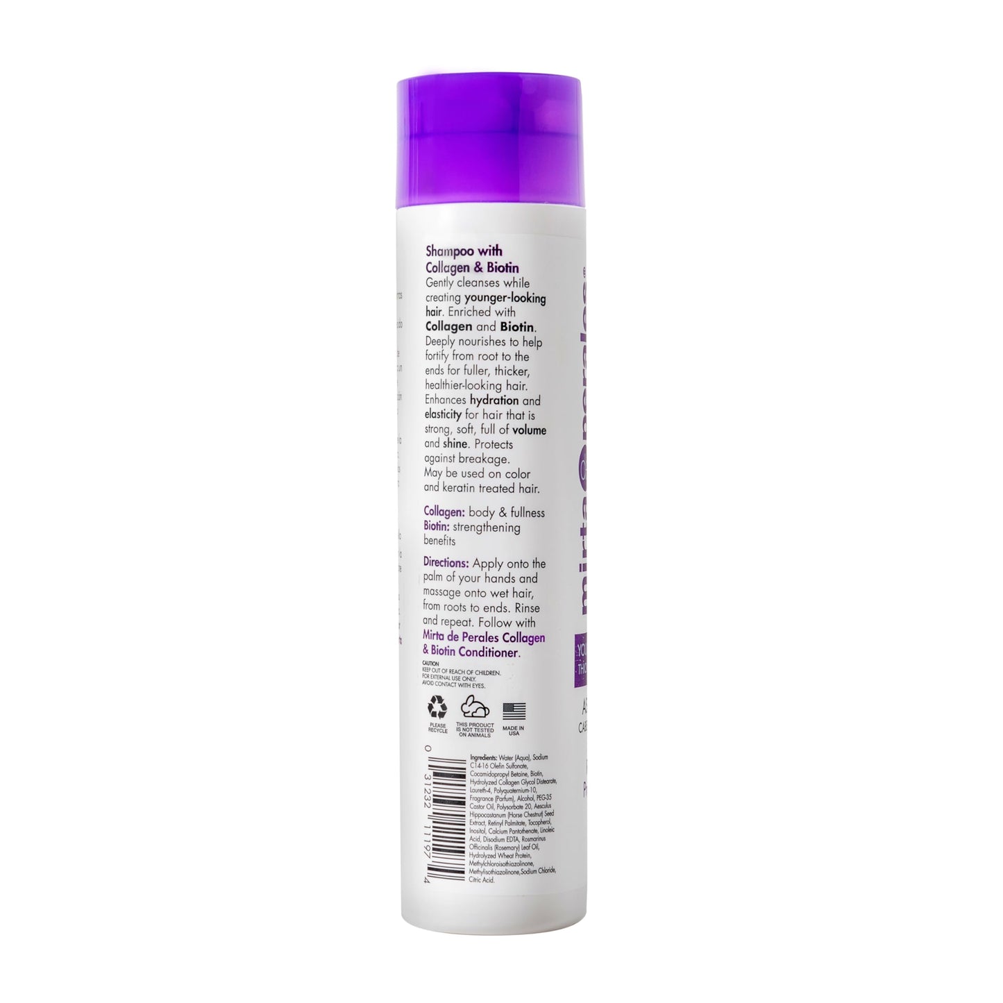 Mirta De Perales Strengthening Shampoo for Fine, Thinning Hair | Collagen & Biotin + Wheat Protein & Botanical Extracts | Adds Volume, Reduces